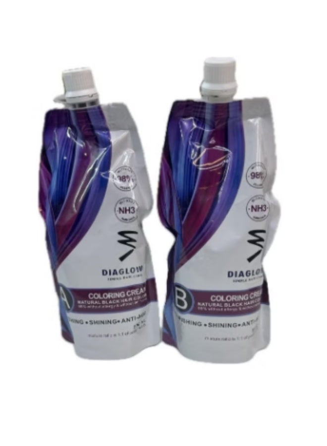 Dyeglow Hair Color, Ammonia-free, Non-Allergic,Natural Black,Hair Colouring Cream,1000Ml, Without Alergy, Nourishing and Anti-Aging,500ml+500ml - Image 2
